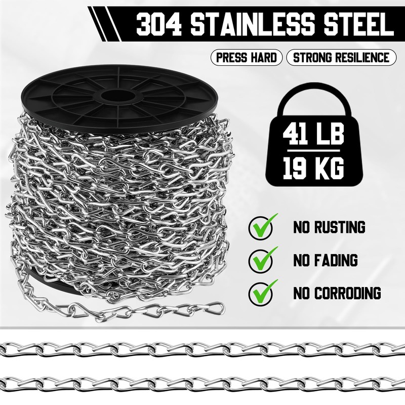 Yaocom 50ft Jack Chain with 10 pcs S Hooks Galvanized