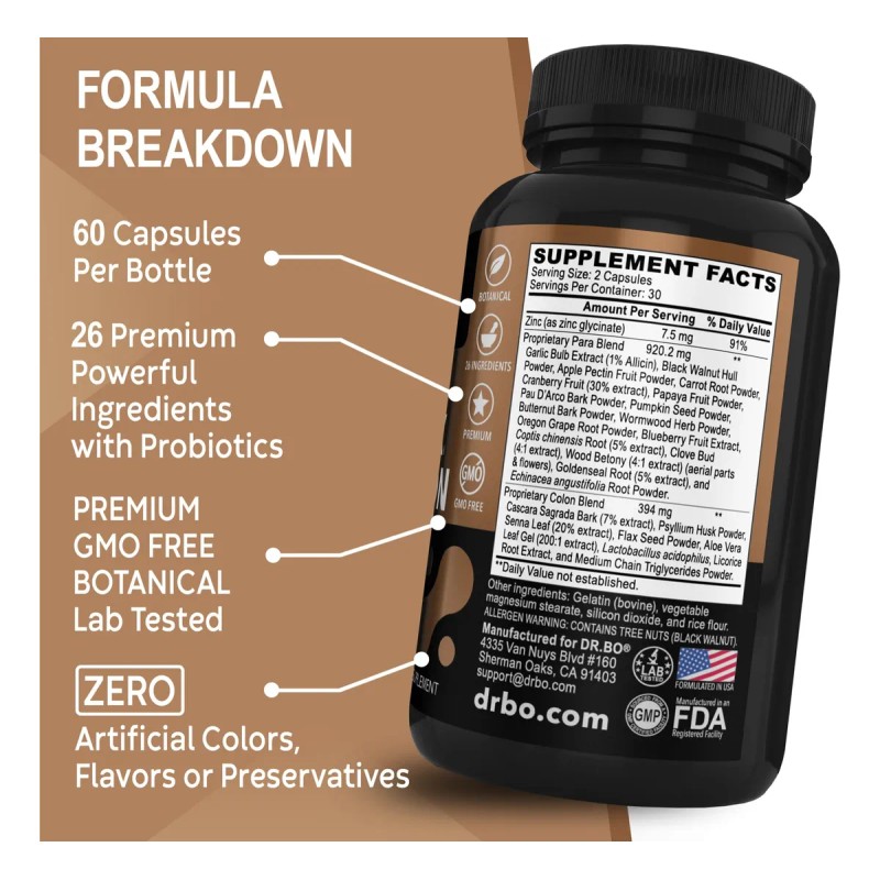 Dr. Bo Pastillas Detox Colon Natural 60 Cápsulas