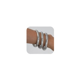 Awinesn Bangles for Women, Bangle Bracelets for Women Chunky Silver Bangles Bracelets for Womens Jewelry Set of 3 Waterproof Womens Jewelry for Her Birthday Gifts