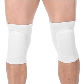 Kids Volleyball Kneepad Soft with Sponge 1 Pair, Knee Sleeve for Adult Youth Pole Dance Cycling Soccer Roller Skating-Elbow Support Work Gym Yoga Golf Leg Protector Auto Mechanic-Black(White, M)