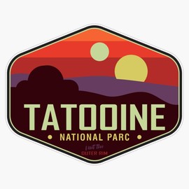 Visit Tatooine Retro Binary Sunset Sticker Bumper Sticker Vinyl Decal 5"