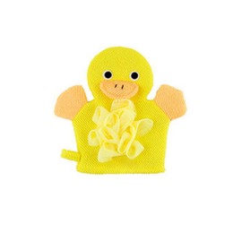 2Pcs Yellow Green Lovely Animal Design Shower Gloves, Loofah Exfoliating BathGlove, Exfoliating Scrubber Ball Easy to Lather for Kids