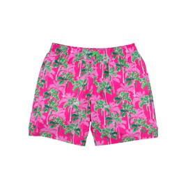RUGGEDBUTTS Men's UPF50+ Swim Trunks - Neon Palm Paradise, Men's M
