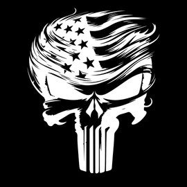 eDesign Trumpisher Trump Punisher Skull American Flag - 4 Inches Trump Stickers for Car Truck Van Window Bumper Laptop Tablet Cup Tumbler Water Bottle and Any Smooth Surface 2-Pack