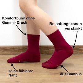 RS. Harmony Kids Socks Bamboo Reinforced Stress Zones Extra Soft on Skin Breathable for Girls and Teens, Rose, Pink, Bordeaux - 3 Pairs