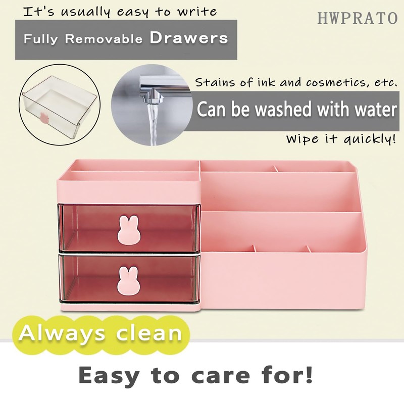 HWPRATO Mini Drawer Organizers Accessories with Compartments and Drawers, Plastic