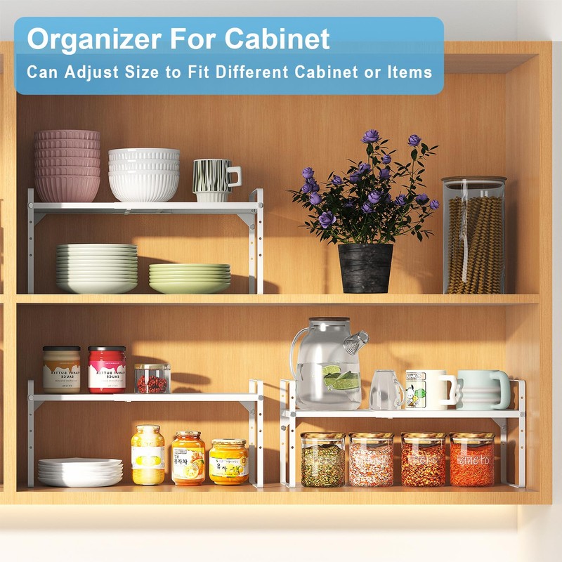 15.5 to 25.5 Inch Kitchen Cabinet Shelf Organizers, Adjustable Kitchen