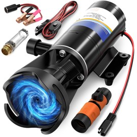 Caifus Macerator Pump For RV, 12V 12GPM RV Macerator Pump w/Quick-Release Fittings, Hoses & Clamps, Self-Priming Design, Portable RV Black Water Tank Sewage Pump Kit