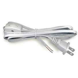 National Artcraft® 6' White Lamp Cord with Rotary Switch and Stripped Ends (Pkg/1)
