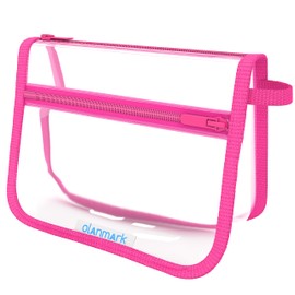 Olanmark TSA Approved Toiletry Bag - Quart Size Travel Bag for Toiletries - Reusable Clear Bag for Liquids - 311 Compliant Airplane Bag Pink