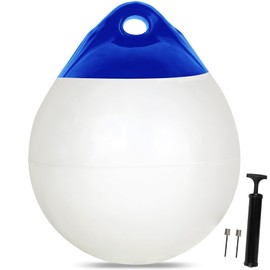 VEITHI 1 Pack 15 x 18 in White Mooring Buoy Boat Buoy Balls Anchor Buoy Float Round Boat Fenders,Vinyl Inflatable Anchor Ball for Boat with Pump,Large Dock Bumpers for Lake/Anchoring/Marker