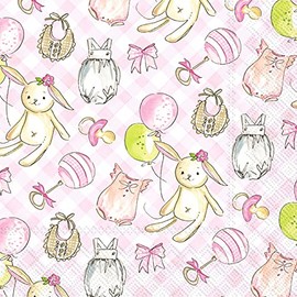 IHR Ideal Home Range Cocktail Napkins Rosanne Beck Disposable 3-Ply Paper Party Napkin Pack, 5" x 5", Girl Baby, 20-Count