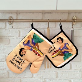 Today's Menu:Take it Leave it,Oven Mitts and Pot Holders Sets of 2，Funny Oven Mitt，Silicone Non-Slip Oven Mitts,Kitchen Gift for Women,Perfect for Kitchen,Cooking,Baking,Grilling