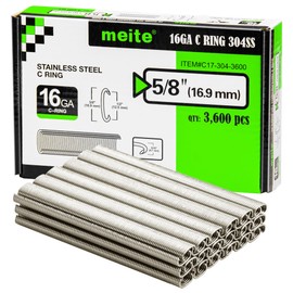 meite 16 Gauge 1/2" Hog Rings, 304 Stainless Steel Hog Ring Staples for SC760C Hog Ring Stapler, C Ring Staples for Outdoor Pet Cages, Coastal Fencing, Marine Netting (3,600 Counts)