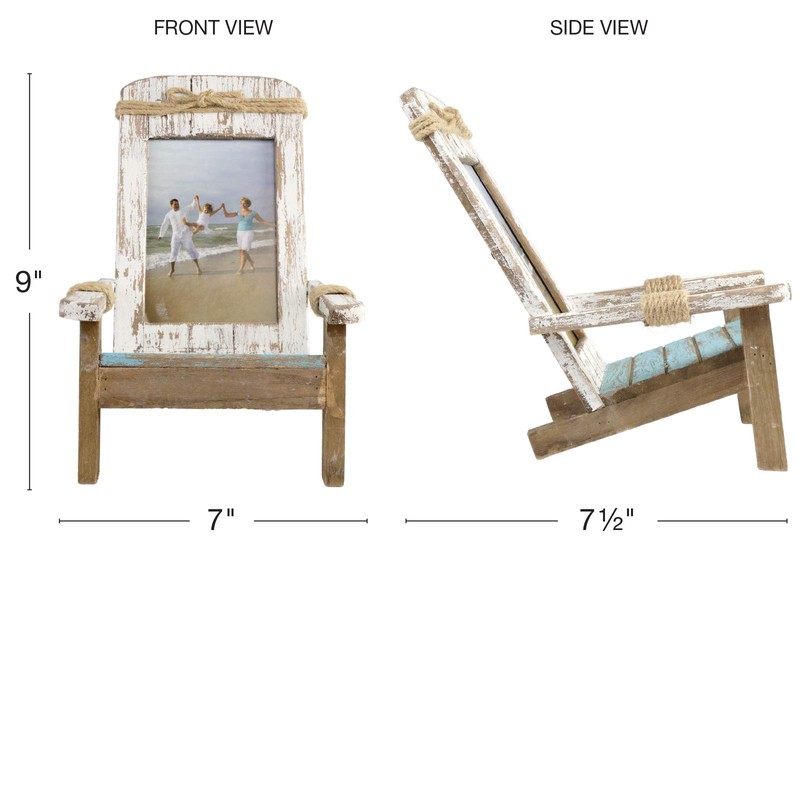 EXCELLO GLOBAL PRODUCTS Beach Chair Photo Frame: Holds 4x6 Vertical