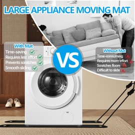 Large Appliance Slider, 47x6.7In Appliance Moving Mat With 2PCS Pull Straps For Moving Heavy duty Furniture On Hardwood Floor And Tile Floor, HDPE Appliance Slider Protect The Floor, Easy To Use