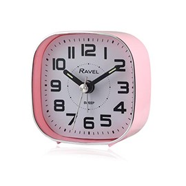 Ravel - Petite Bedside Quartz Alarm Clock with Sweep Second Hand - RC038.5 - Pink/Chrome