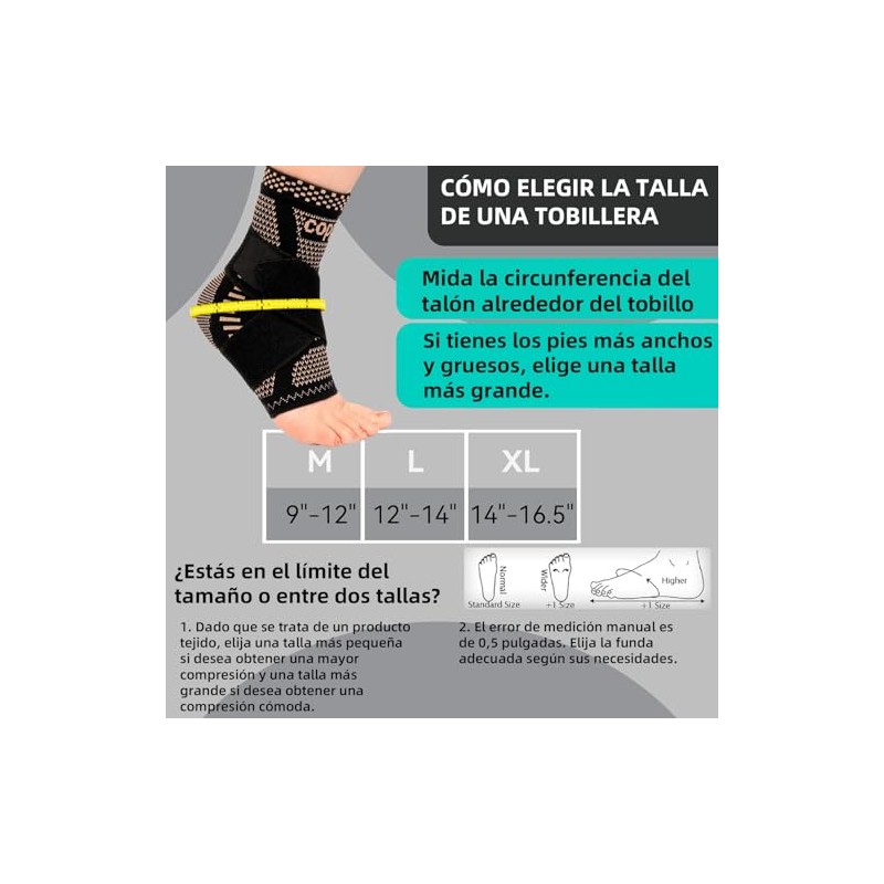 Tobilleras para Esguince 2 Pzs Compresión Ajustable (2 pcs, Medium)