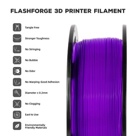 FLASHFORGE PLA Filament 1.75mm, 3D Printer Filament 1kg (2.2lbs) Spool, Dimensional Accuracy +/- 0.02mm, 3D Printing Filament Easy to Use and Fits for Most FDM 3D Printers (Purple)