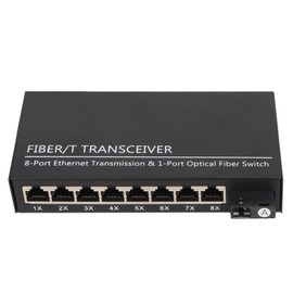 Tx1310nm RX1550nm Fiber Transceiver Up To 25km 1 Optical Port 8 Electrical Port Single Mode Ethernet Fiber Switch 100‑240V US Plug