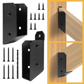 2 Set Stair Railing Hangers, 30° Deck Railing Brackets Stair Connectors fits Standard 2 x 4 Railings (Actual 1.5"x3.5") Black Joist Bracket with Screws for Stair Handrail Wood Post(4 pcs)