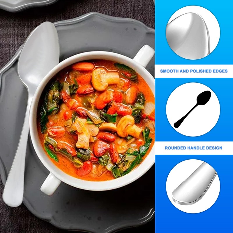 Soup Spoons Stainless Steel 24 Pcs Soup Spoon Sets Large