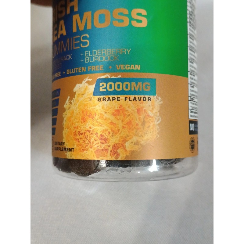 mood mingle Irish Sea Moss Gummies–60 Grape Bladderwrack Burdock Elderberry