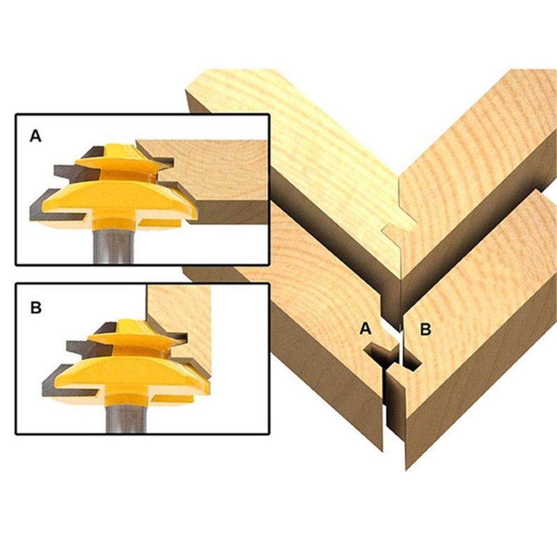 45 Degree Shank Lock Miter Router Bit Tungsten Woodworking Cutter