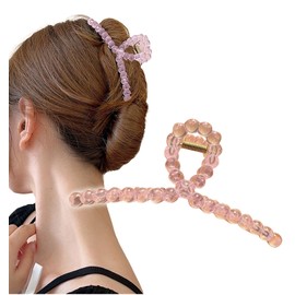 Herbeluemily Hair Claw Hair Clip, Hair Clip, Hair Accessories, Large, Clear, Pink