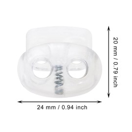 Tupalizy Tupalizy 24x20mm Clear Plastic Cord Locks Double Hole Spring Stoppers Slider Clips Pant Drawstring Shoelace Tie Fasteners for String Bags Hat Shorts Tighten Backpack Toggle Repair Replace (10)