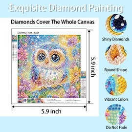 ShiCattle 6 Pack 5D Cartoon Diamond Painting Kits for Beginners, Cute Animals DIY Diamond Art Kit, Full Round Drill Big Gem Art, Home Wall Decoration 6X6 inch