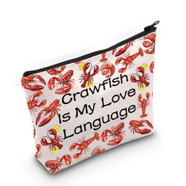 JXGZSO Funny Lobster Gift Crawfish Is My Love Language Foodie Gifts Lobster Makeup Bag With Zipper Crawfish Lover Gifts (Crawfish)