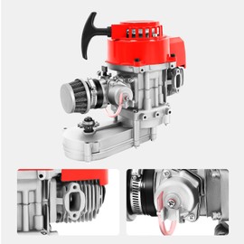 Fronimo 2 Stroke Engine 49cc Mini Dirt Bike Engine, Single Cylinder Air Filter Scooter 49cc Motor for Mini Dirt Bike, ATV, Scooter, 49CC 2 Stroke Pocket Bike Red + Silver