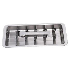 Jiawu Stainless Steel Ice Cube Tray, 18 Slots Metal Ice Cube Trays for Freezer Vintage Inspired Design with Release Lever for Making Large Cubes Kitchen & Bar, Dishwasher Safe