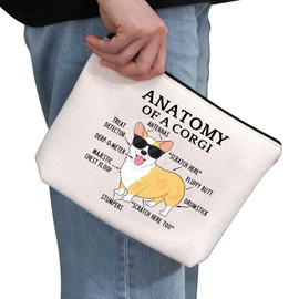 Corgi Lover Gift Anatomy of a Corgi Makeup Bag Corgi Mom Cosmetic Bag with Zipper Corgi Owner Gift Dog Mama Lover Gift (Anatomy of a Corgi)