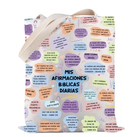 PWHAOO Spanish Christian Tote Bag My Daily Bible Affirmations Tote Bag Bible Verse Tote Bag Religious Christian Gift, Daily Bible Affirmations Tote, Medium