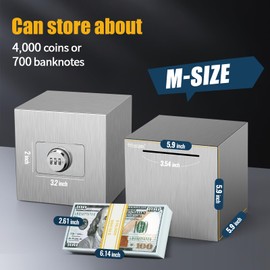 hicocool - Alcancía para adultos | Alcancía con contraseña para reutilización | Alcancía de acero inoxidable para adultos (5.9 pulgadas)