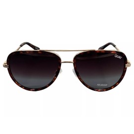 Quay ALL IN Aviators Tortoise Gold Brown Fade Sunnies POLARIZED 53mm Sunglasses