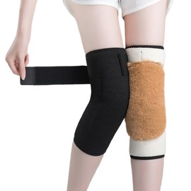 Men Women Thick Wool Leg Warmers Winter Thermal Faux Fur Paded Rheumatic Arthritis Knee Braces Leggings Leg Sleeves Windproof Ski Cycling Running Long Knee Pad Wraps Leg Support Protecor