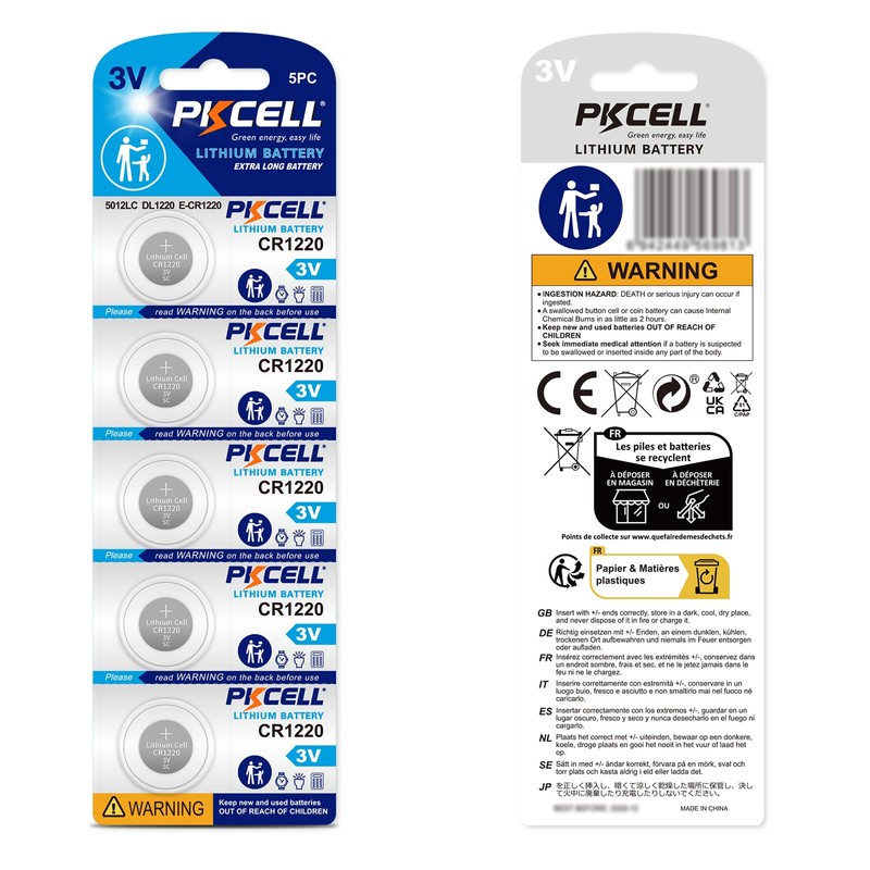 PKCELL CR1220 Battery 10-Pack CR1220 3V Lithium Battery (10 Count)