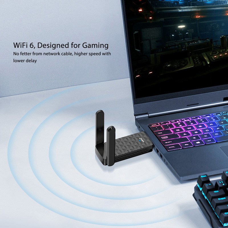 WiFi 6 Adapter AX1800M 5Ghz/2.4Ghz USB3.0 High Gain Antenna Plug