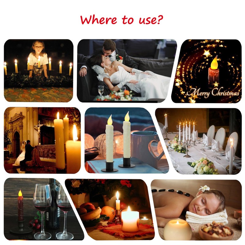 CVHOMEDECO. Real Wax Hand Dipped Battery Operated LED Timer Taper