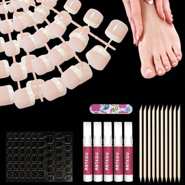 120 Stück Fußnägel zum Aufkleben, Falsche Fußnägel Kit, 12 Größen Zehennägel zum Aufkleben, Fußnägel Tips, DIY Maniküre, Für Sommer, Reisen & Alltag Maniküre