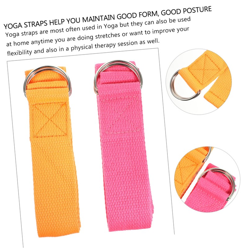 KOMBIUDA 2pcs Yoga Stretch Strap 1.8m Nonelastic Pilates Band for