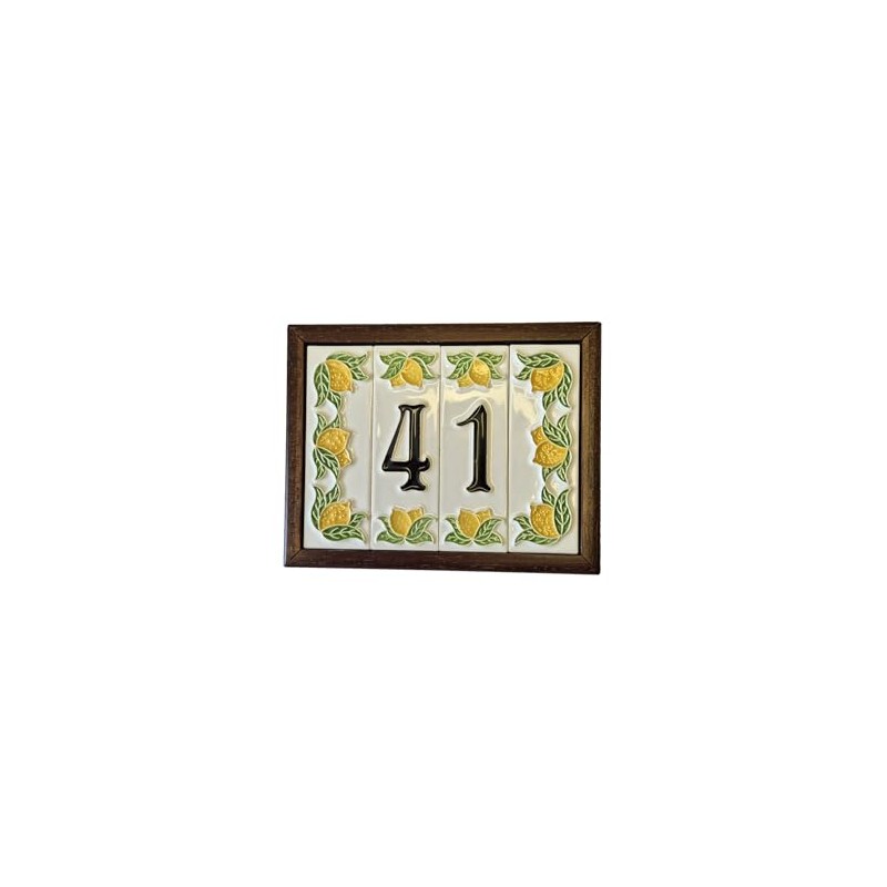 Italian hand-painted lemon ceramic number tiles 10 x 3.3 cm