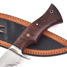 Warivo Handmade D2 Kukri Machete Knife with Leather Sheath - Fixed Full Tang Steel Blade Machete for Cutting Trees Heavy Duty for Clearing Brush, Yard Work, Gardening, Camping and Hiking