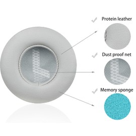 400BT Replacement Ear Pads Compatible with JBL Live 400BT/Live 400BT On-Ear Wireless Headphones, Akkiv Replacement Ear Pads Made of Protein Leather and Memory Foam (Grey)