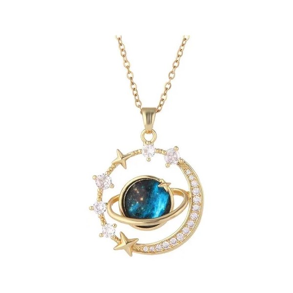 Collar Starry Sky Planet Temperamento Lujoso Ligero Precioso