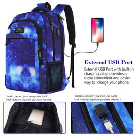 MATEIN School Backpack, Lightweight School Bag for Girls Secondary Middle School Water Resistant 15.6 Inch Travel Backpack for School Boys Book Bag College Rucksack with Anti Theft Pocket, Galaxy Blue