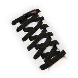 TEEZY No Tie Shoe Laces for Trainers | Premium Elastic Weave & Chrome Buckle | Adult/Kids Tieless Elastic Shoelaces | ORIGINAL (Black)